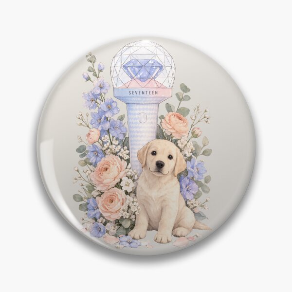 Item preview, Seventeen Lightstick Floral Puppy – Kpop Carat Aesthetic Illustration designed and sold by Vh7Studio.