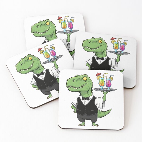 Item preview, T-Rex Waiter with Cocktails - Funny Dinosaur Bartender Art designed and sold by Valeriia_Isaieva.