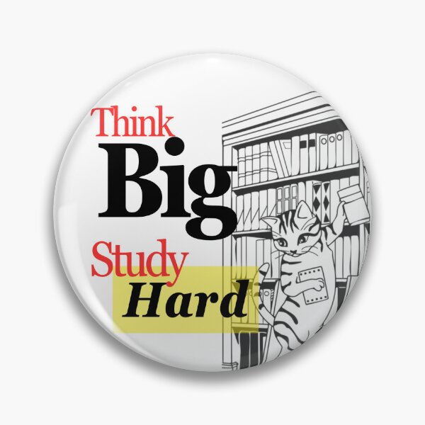 Item preview, Think Big, Study Hard – Cat in Library Illustration designed and sold by SavyGarcia.