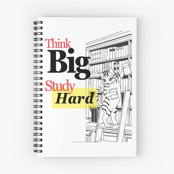 Item preview, Think Big, Study Hard – Cat in Library Illustration designed and sold by SavyGarcia.