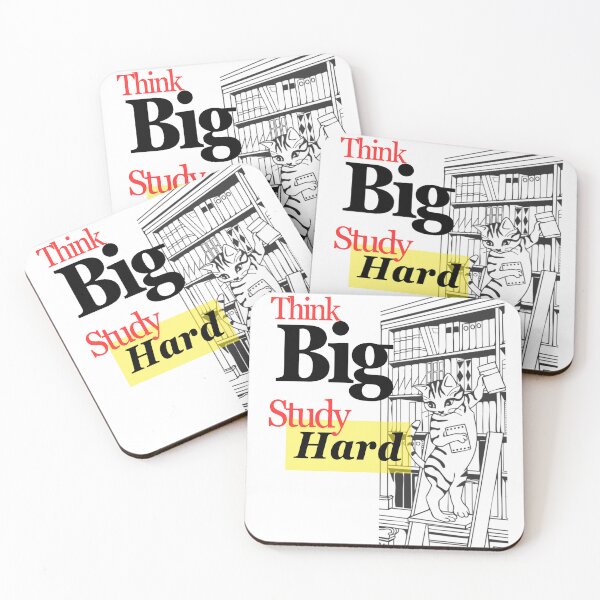 Item preview, Think Big, Study Hard – Cat in Library Illustration designed and sold by SavyGarcia.