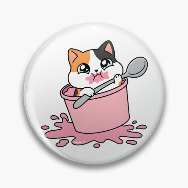 Item preview, Kawaii Calico Cat Eating Giant Ice Cream Funny Heartbreak designed and sold by Inna Myrien.
