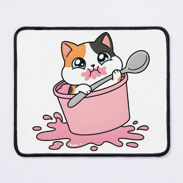 Item preview, Kawaii Calico Cat Eating Giant Ice Cream Funny Heartbreak designed and sold by Inna Myrien.