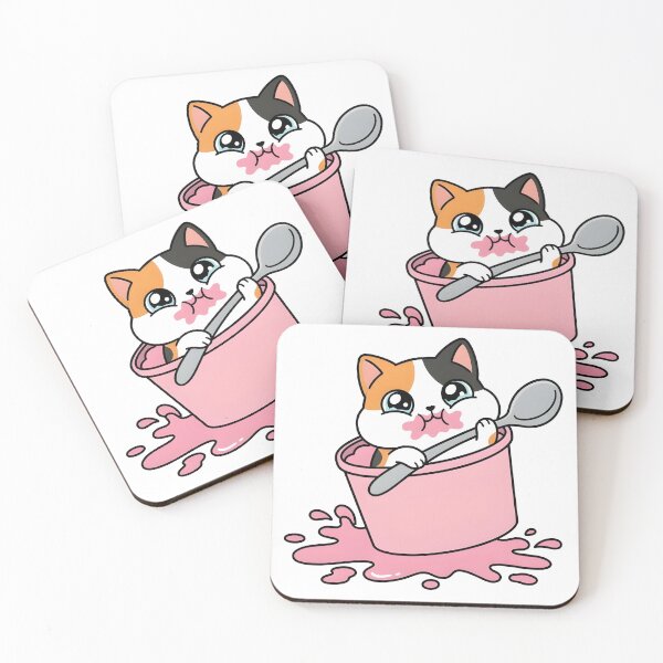 Item preview, Kawaii Calico Cat Eating Giant Ice Cream Funny Heartbreak designed and sold by Inna Myrien.