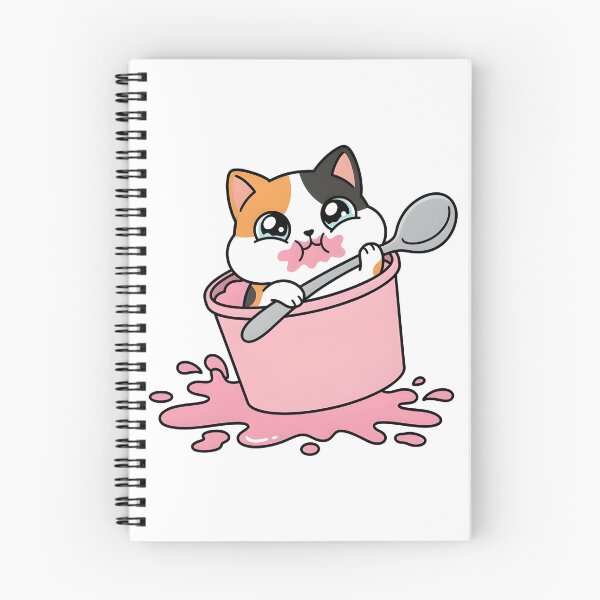 Item preview, Kawaii Calico Cat Eating Giant Ice Cream Funny Heartbreak designed and sold by Inna Myrien.