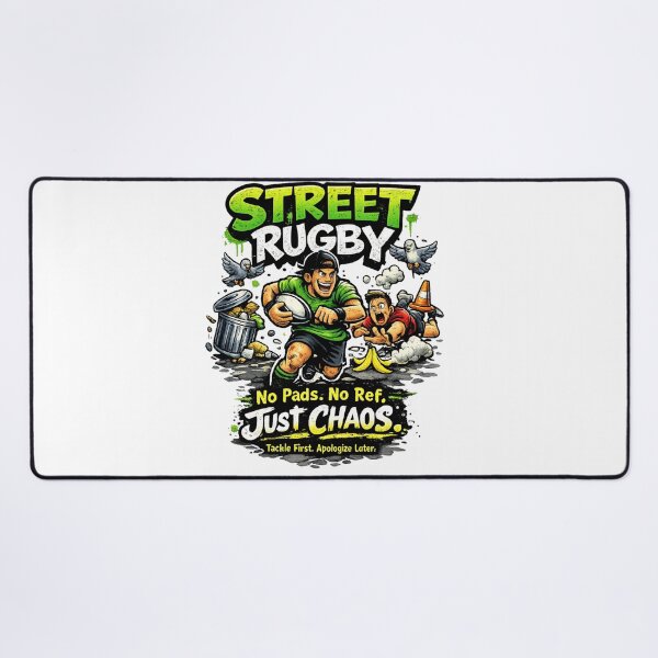 Item preview, Funny Street Rugby No Pads No Ref Just Chaos Cartoon Rugby Player Design designed and sold by Wear Sculpt.