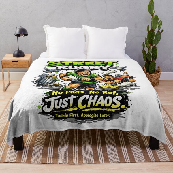 Item preview, Funny Street Rugby No Pads No Ref Just Chaos Cartoon Rugby Player Design designed and sold by Wear Sculpt.