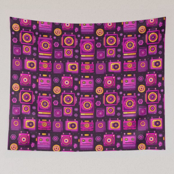Item preview, Purple Retro Boombox and Camera Music Pattern designed and sold by Piotrek0001.