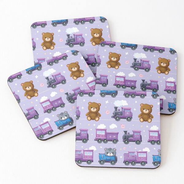 Item preview, Purple Toy Trains and Teddy Bears Pastel Pattern designed and sold by Piotrek0001.
