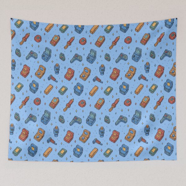 Item preview, Retro Handheld Gaming Consoles Blue Pattern designed and sold by Piotrek0001.