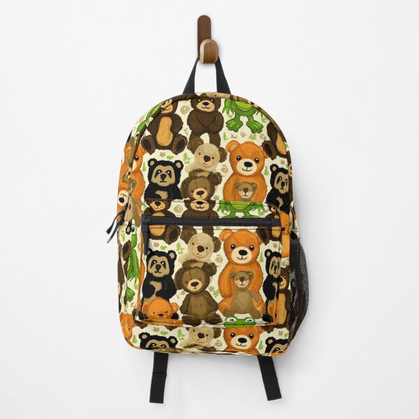 Item preview, Woodland Brown Bears and Green Frogs Pattern designed and sold by Piotrek0001.