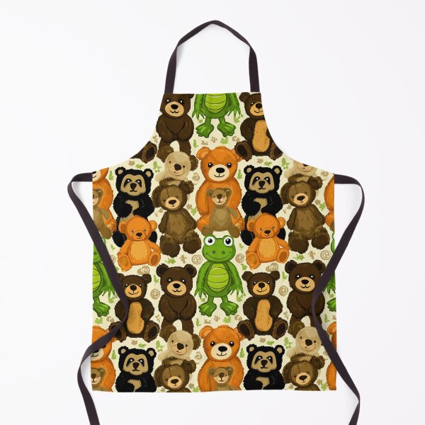 Item preview, Woodland Brown Bears and Green Frogs Pattern designed and sold by Piotrek0001.