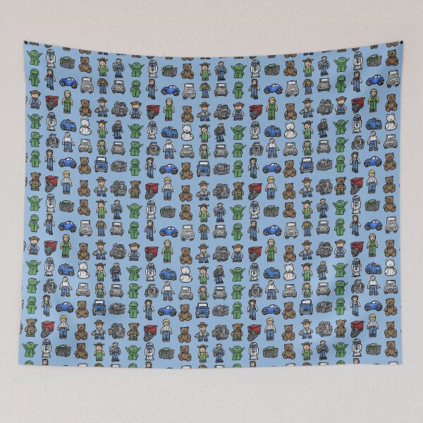 Item preview, Pixel Art Urban Characters and Cars Blue Pattern designed and sold by Piotrek0001.
