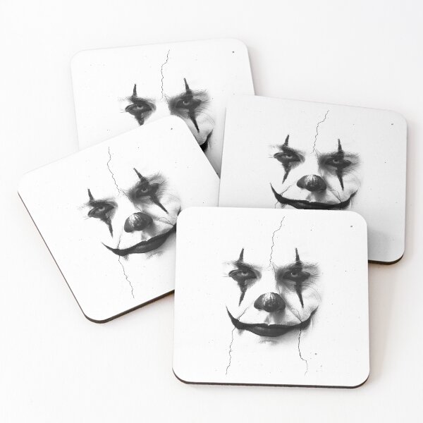 Item preview, Creepy Cracked Clown Face Black and White Horror Art designed and sold by inkoutninja.