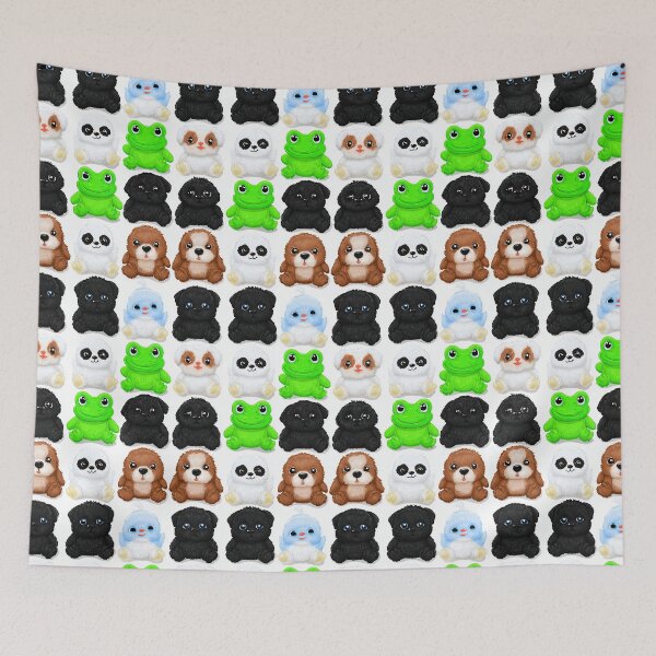 Item preview, Cute Pandas and Green Frogs Grid Pattern designed and sold by Piotrek0001.