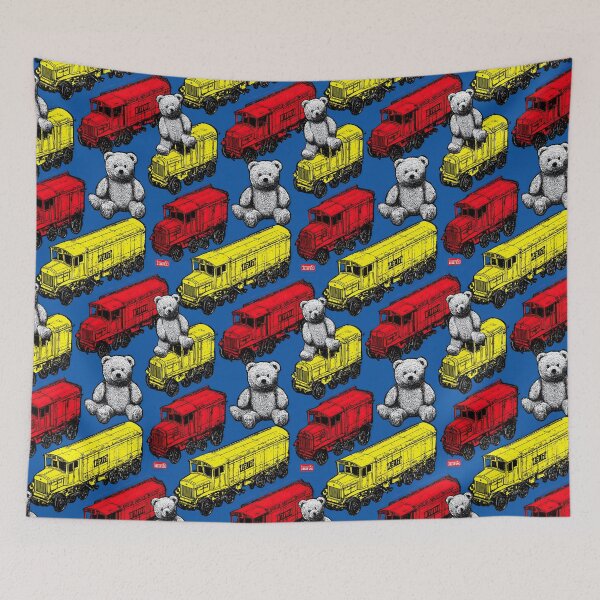 Item preview, Colorful Freight Toy Trains Dark Blue Pattern designed and sold by Piotrek0001.