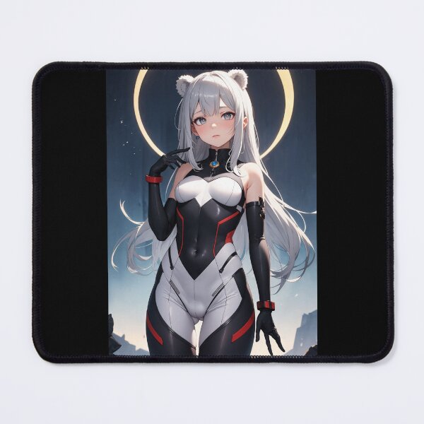 Item preview, Anime Sci-Fi Cyber Angel - Silver Hair Girl in Tactical Bodysuit designed and sold by iloveanimechibi.