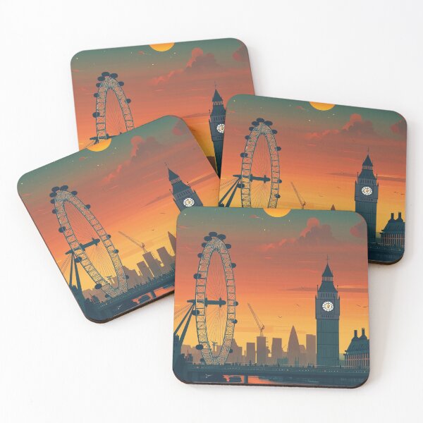 Item preview, Sunset City Skyline Illustration designed and sold by SkyPetalGrace.