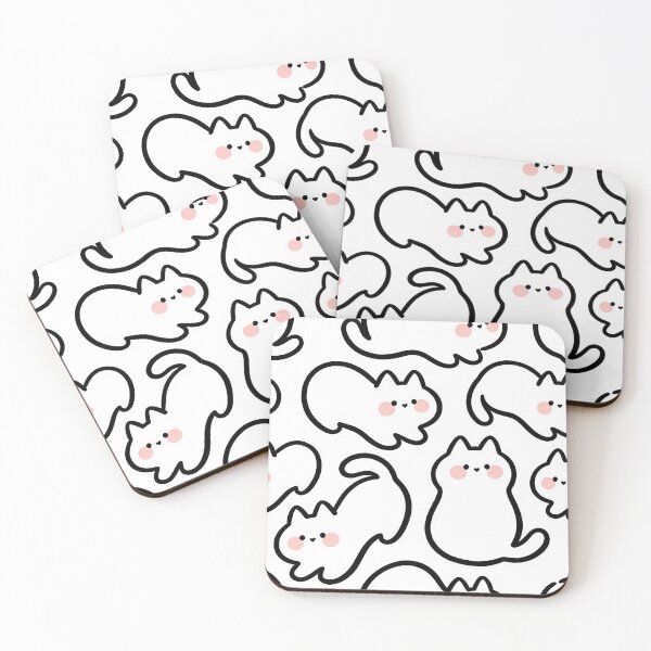 Item preview, Minimalist Kawaii Cat Pattern Cute White Kittens - Chat Mignon designed and sold by ViralVibeLab.