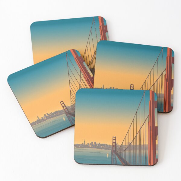 Item preview, Sunset Bay Suspension Bridge Illustration designed and sold by SkyPetalGrace.