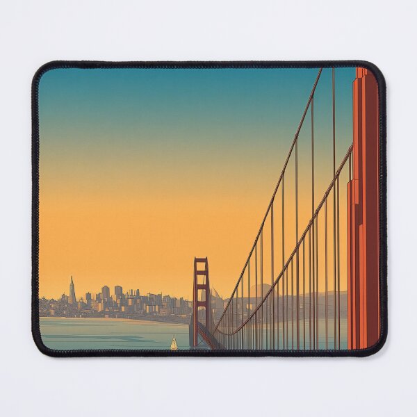 Item preview, Sunset Bay Suspension Bridge Illustration designed and sold by SkyPetalGrace.