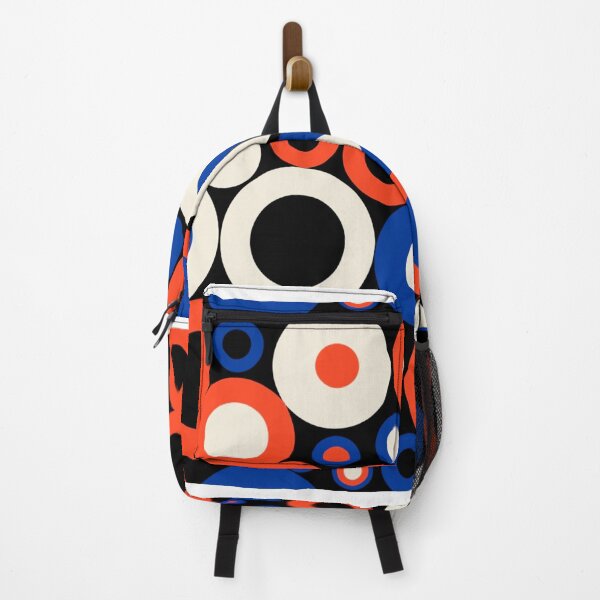 Item preview, A colorful pattern of circles in red, white, and blue on a black background designed and sold by Creative88Art.