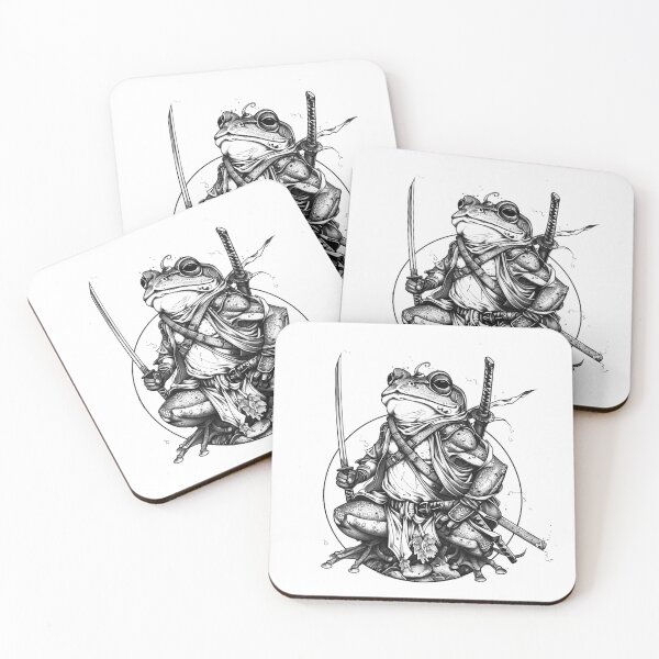 Item preview, Samurai Frog Warrior Black and White Fantasy Art designed and sold by inkoutninja.