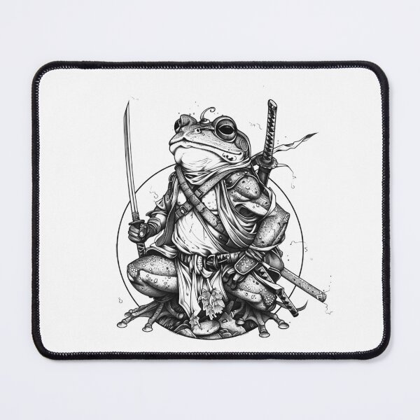 Item preview, Samurai Frog Warrior Black and White Fantasy Art designed and sold by inkoutninja.