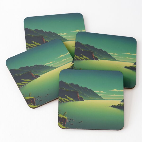 Item preview, Emerald Mountain Lake Night Illustration designed and sold by SkyPetalGrace.