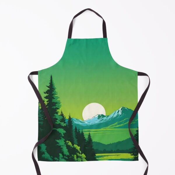 Item preview, Green Mountain Forest Sunrise Illustration designed and sold by SkyPetalGrace.
