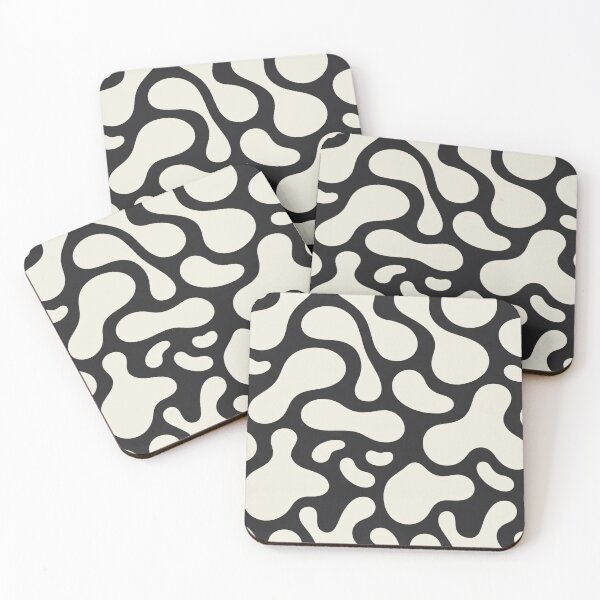 Item preview, Seamless Pattern with Liquid White Shapes on Black Background. Abstract Monochrome Vector art with Blobs and Splashes designed and sold by AtonuHaque.