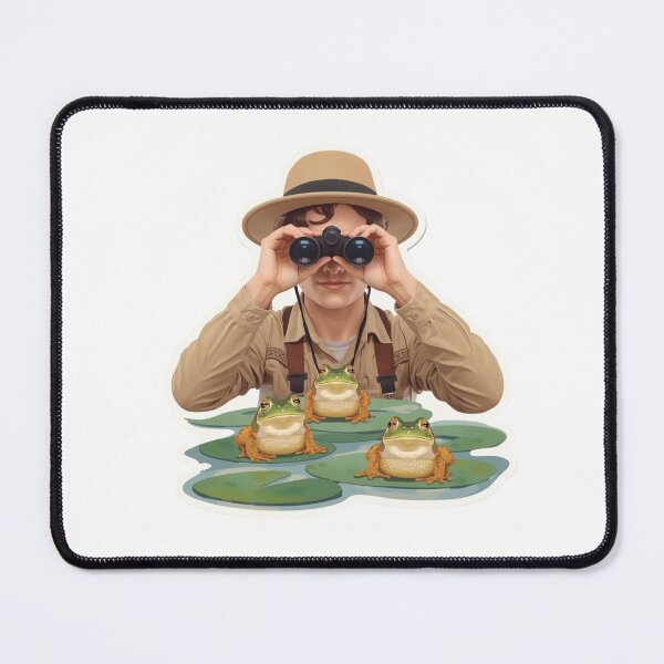 Item preview, Whimsical Frog Naturalist Illustration - Vintage Wildlife Explorer Frog Watching Design designed and sold by MagicMakerPh.
