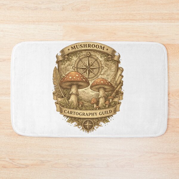 Item preview, Fantasy Mushroom Cartography Guild Emblem – Vintage Explorer Map Crest, Botanical Adventure Badge, RPG Style Sticker & T-Shirt Design designed and sold by MagicMakerPh.
