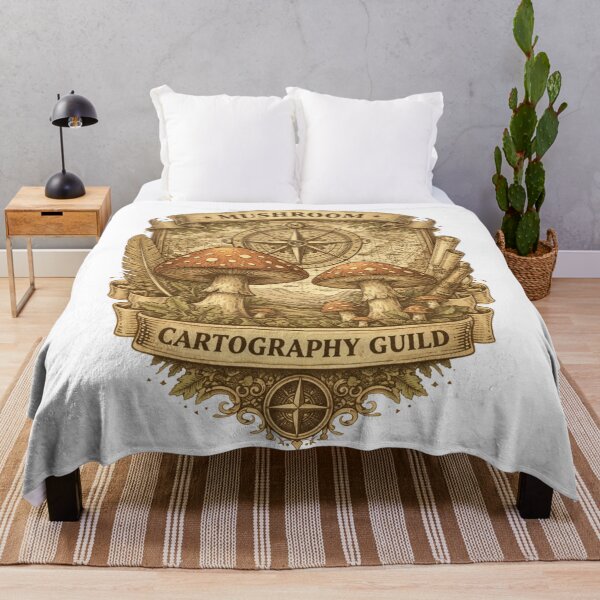 Item preview, Fantasy Mushroom Cartography Guild Emblem – Vintage Explorer Map Crest, Botanical Adventure Badge, RPG Style Sticker & T-Shirt Design designed and sold by MagicMakerPh.
