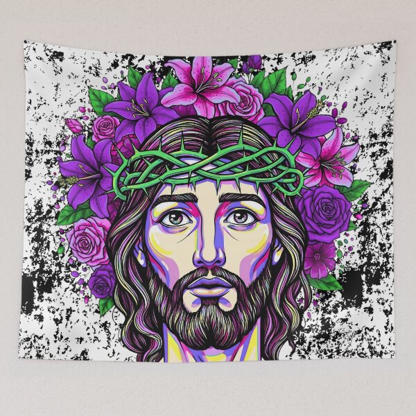 Item preview, Jesus in Pop Art Colors: Faith, Flowers and Neon Urban Style designed and sold by keythxctrs.