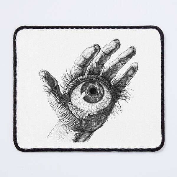 Item preview, Surreal Hand Eye Black and White Abstract Art designed and sold by inkoutninja.