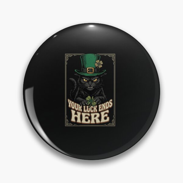 Item preview, Your Luck Ends Here - Retro Black Cat St. Patrick's Day Shirt - Sarcastic Vintage Irish Humor Design designed and sold by Clothesbest.