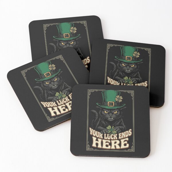 Item preview, Your Luck Ends Here - Retro Black Cat St. Patrick's Day Shirt - Sarcastic Vintage Irish Humor Design designed and sold by Clothesbest.