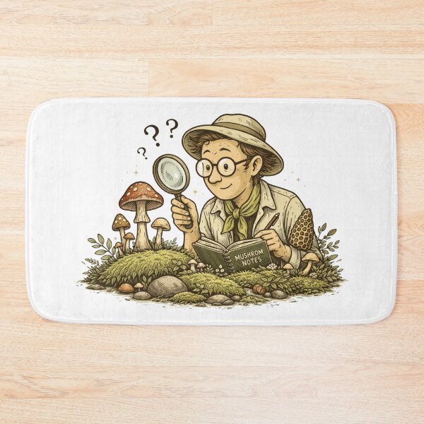 Item preview, Mushroom Scientist Illustration – Quirky Mycology Researcher with Magnifying Glass, Vintage Botanical Field Study Sticker & T-Shirt designed and sold by MagicMakerPh.