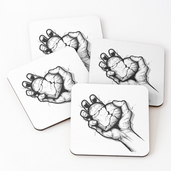 Item preview, Cracked Heart in Hand Black and White Emotional Art designed and sold by inkoutninja.