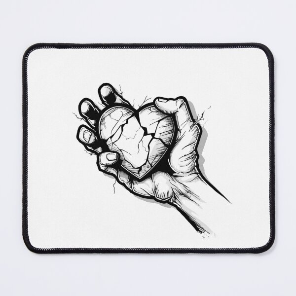 Item preview, Cracked Heart in Hand Black and White Emotional Art designed and sold by inkoutninja.