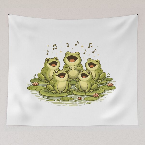 Item preview, Frog Choir Singing on Lily Pads – Cute Musical Frog Illustration, Whimsical Forest Nature Sticker & T-Shirt Design designed and sold by MagicMakerPh.