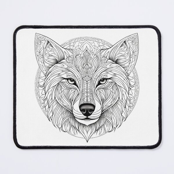 Item preview, Ornamental Wolf Line Art - 6 designed and sold by RELAX STATION.