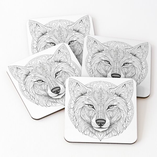 Item preview, Ornamental Wolf Line Art - 6 designed and sold by RELAX STATION.