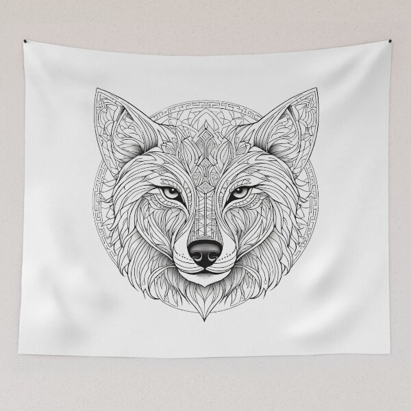 Item preview, Ornamental Wolf Line Art - 6 designed and sold by RELAX STATION.