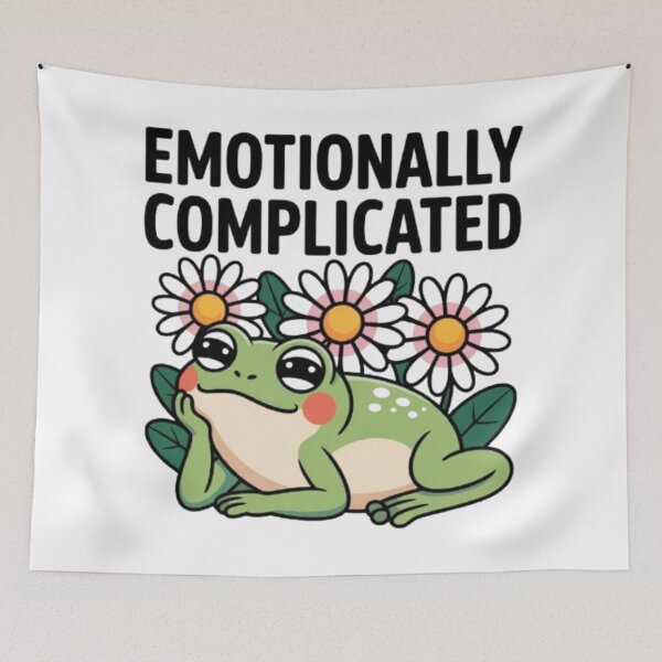 Item preview, Emotionally Complicated – Cute Frog and Flowers Humor Graphic designed and sold by NewUSShop.