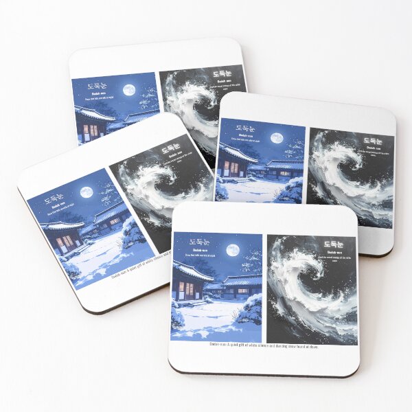 Item preview, Korean Word "Doduknun" (Sudden Snowfall) – Hangul Typography Art Set designed and sold by ZenHangulArt.