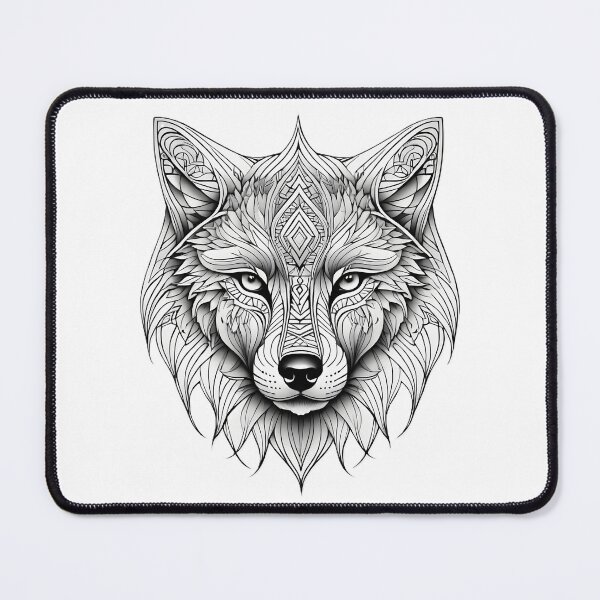 Item preview, Ornamental Wolf Line Art - 7 designed and sold by RELAX STATION.