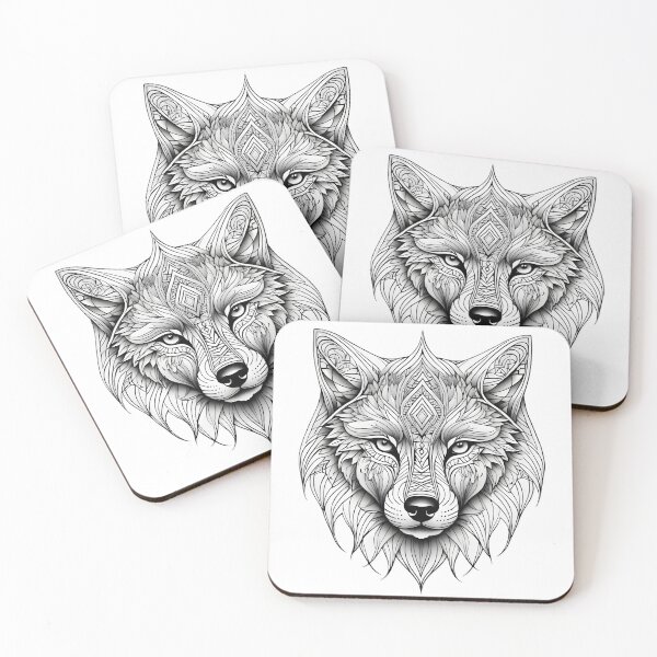 Item preview, Ornamental Wolf Line Art - 7 designed and sold by RELAX STATION.
