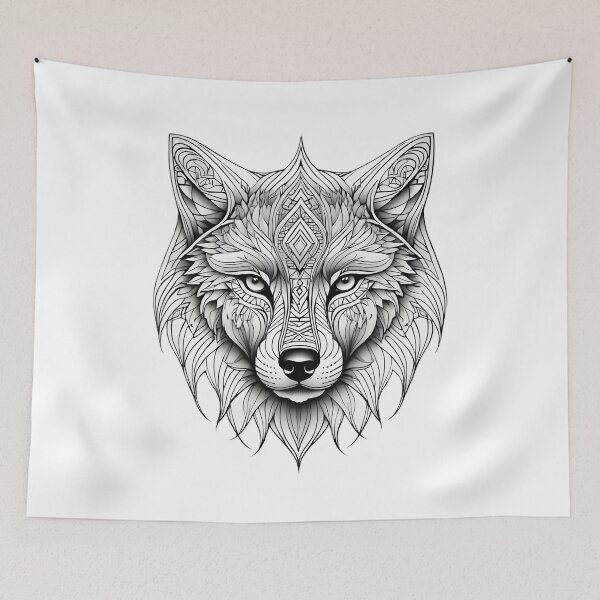 Item preview, Ornamental Wolf Line Art - 7 designed and sold by RELAX STATION.